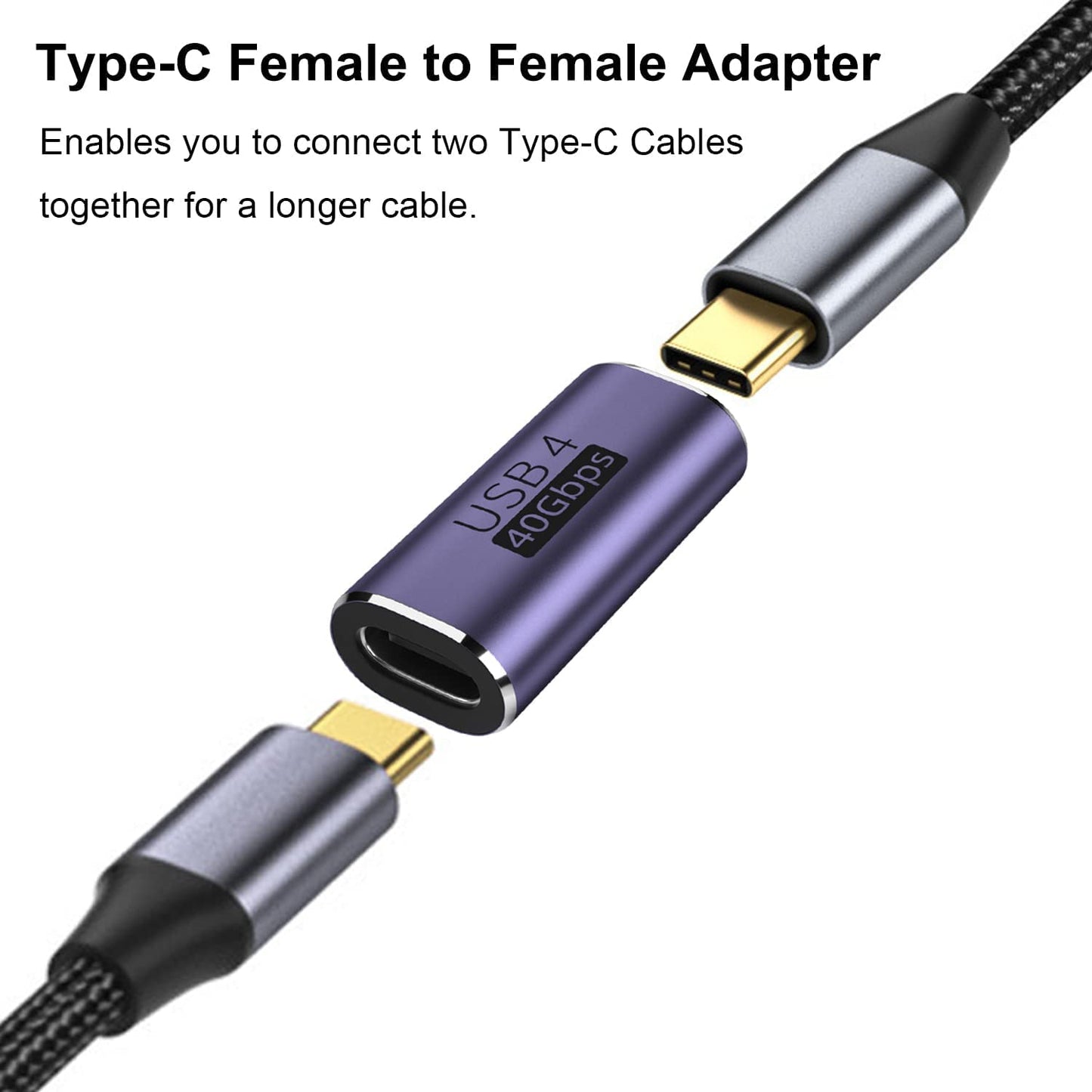 GodSpin USB C Coupler Adapter 40Gbps [2 Pack] USB C Type C Angled USB-C Female to Female Adapter, 8k at 60hz USB Extension for Laptop, Tablet, VR…