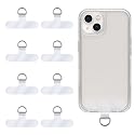 8 Pieces Phone Tether Tab, Reusable Phone Lanyard Patch Tether Tab, for iPhone Most Smartphones, Prevent Lose, Transparent TPU(Without Adhesive)