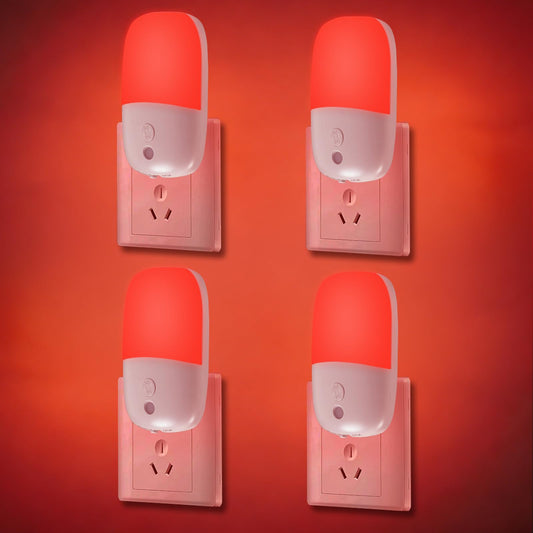 670nm Red Light Night Light for Sleep, Dusk to Dawn Sensor, 4 Pack