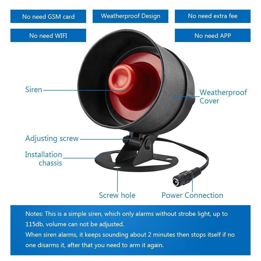 KERUI Home Security System Indoor Outdoor Weather-Proof Siren Window Door Sensors Motion Sensor Alarm with Remote Control More DIY, Wireless House