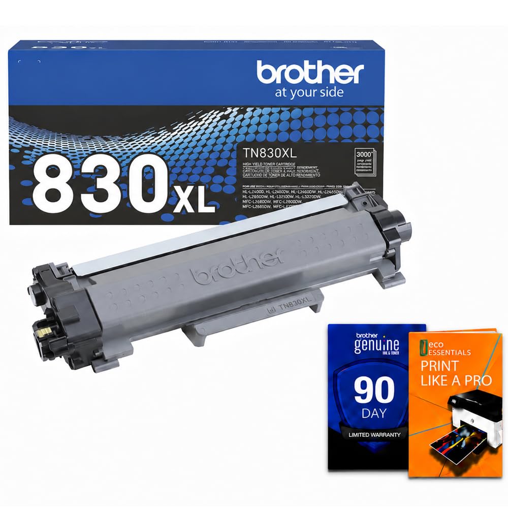 Brother Genuine TN830XL Black High-Yield Toner Cartridge, Up to 3,000-Page Yield, for HL-L2460DW, MFC-L2900DW, MFC-L2820DW, HL-L2420DW, Bundle