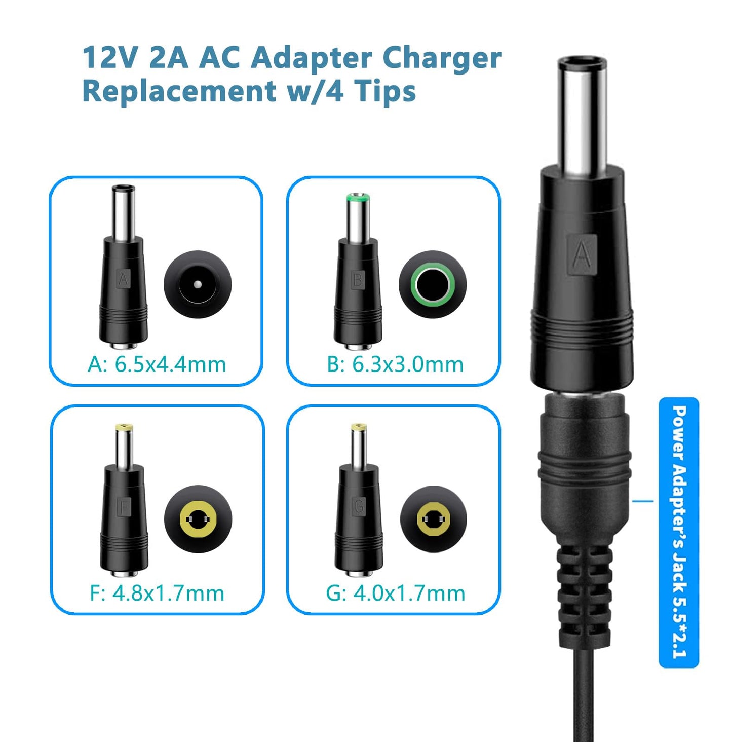 12V AC/DC Charger Power Cord Compatible for Seagate Freeagent Goflex, Backup Plus SRD0SD0, WD Western Digital, Elements Desktop, Fantom Drives…