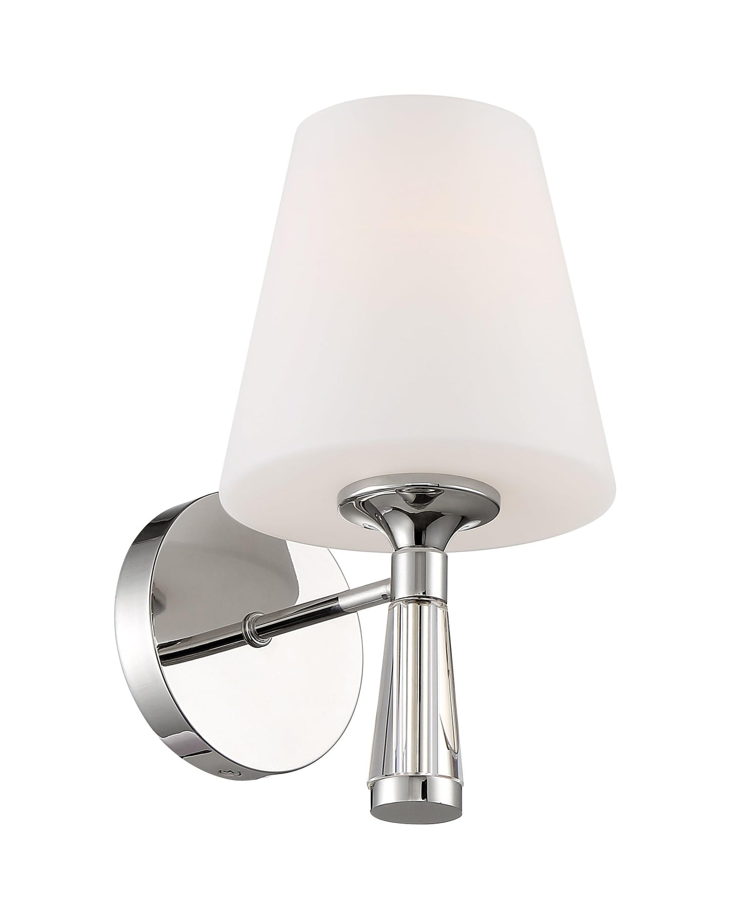 Crystorama Ramsey 1 Light Polished Nickel Sconce with Sconce with Glass Shade