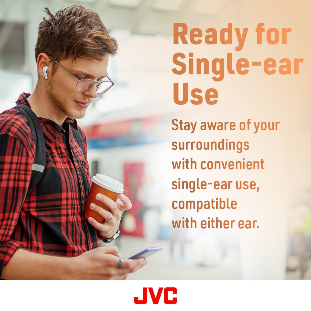JVC Lightweight True Wireless Earbuds with 12mm Driver Unit, Bluetooth 5.1, Single use, IPX4, Long Battery Life (up to 30 Hours) - HAA4TB (Black)