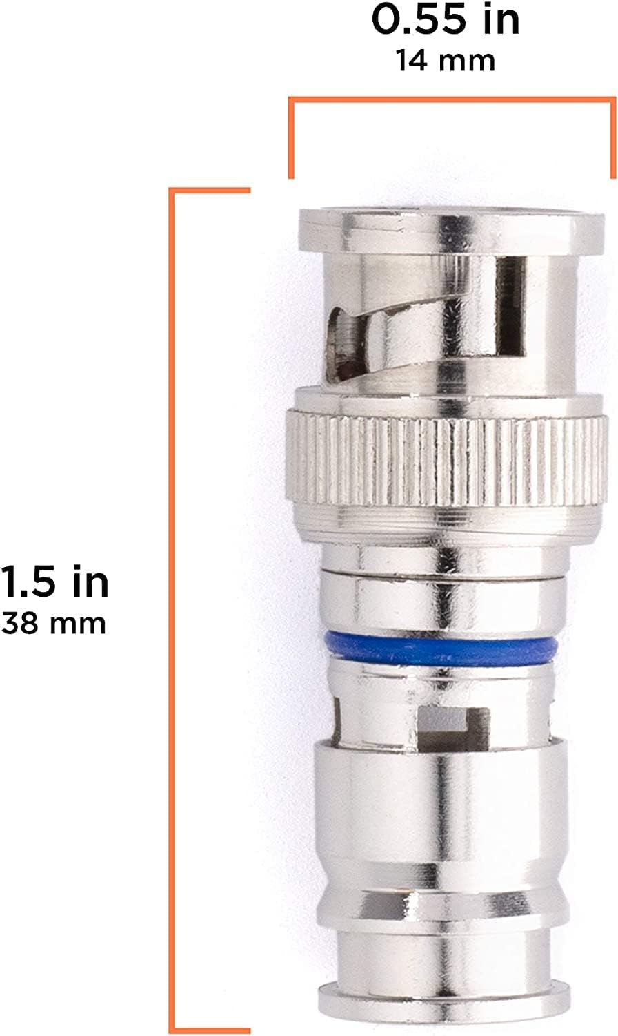 THE CIMPLE CO - BNC Compression Connector for RG59 Coaxial Cable - Male RG59 BNC Connectors for Security Cameras, CCTV, SDI, HD-SDI - Coax Cable Ends
