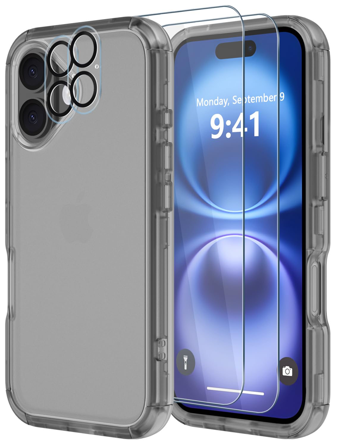 Diverbox for iPhone 16 Case [Shockproof] [Dropproof] [Tempered Glass Screen Protector + Camera Protectors] Heavy Duty Protection Phone Case Cover