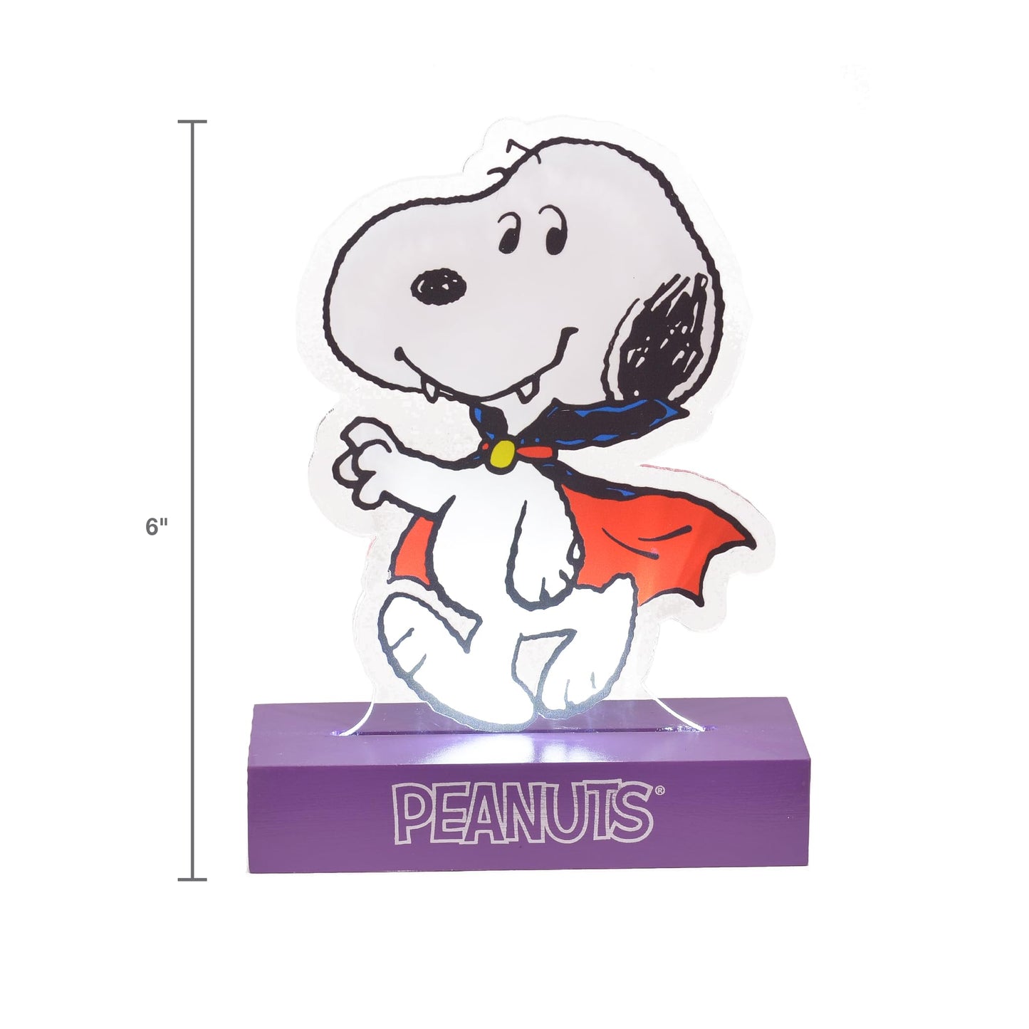 Mark Feldstein, Peanuts Dracula Snoopy LED Illuminated Halloween Tabletop Light Figurine, 6 Inch