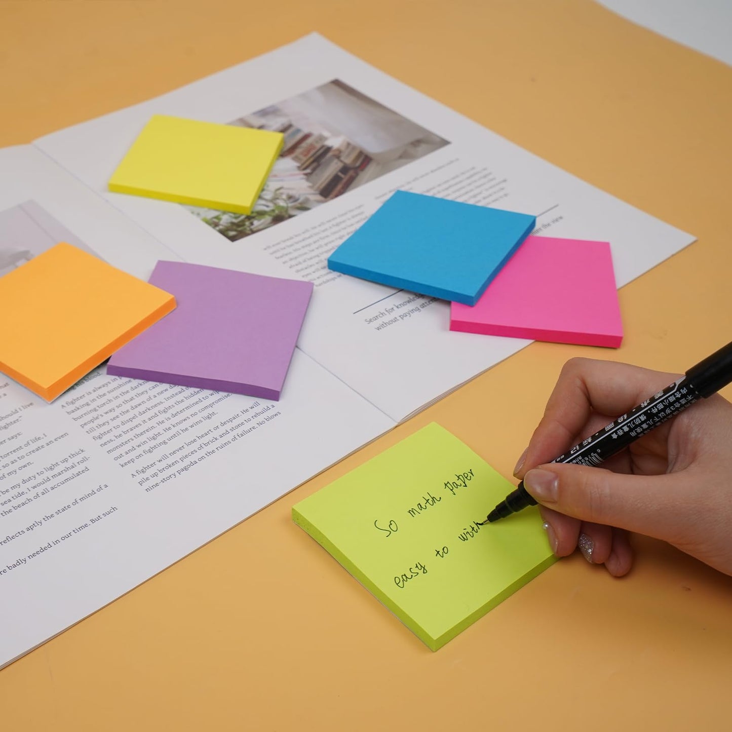 Sticky Notes 3x3 Inches,Bright Colors Self-Stick Pads, Easy to Stick for Home, Office, Notebook (8)