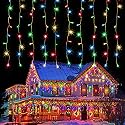 kemooie 400 LED Outdoor Curtain Lights, 26.2FT x 3.3FT Connectable 8 Lighting Modes for Christmas Decorations Bedroom Wall Party Garden Decorations