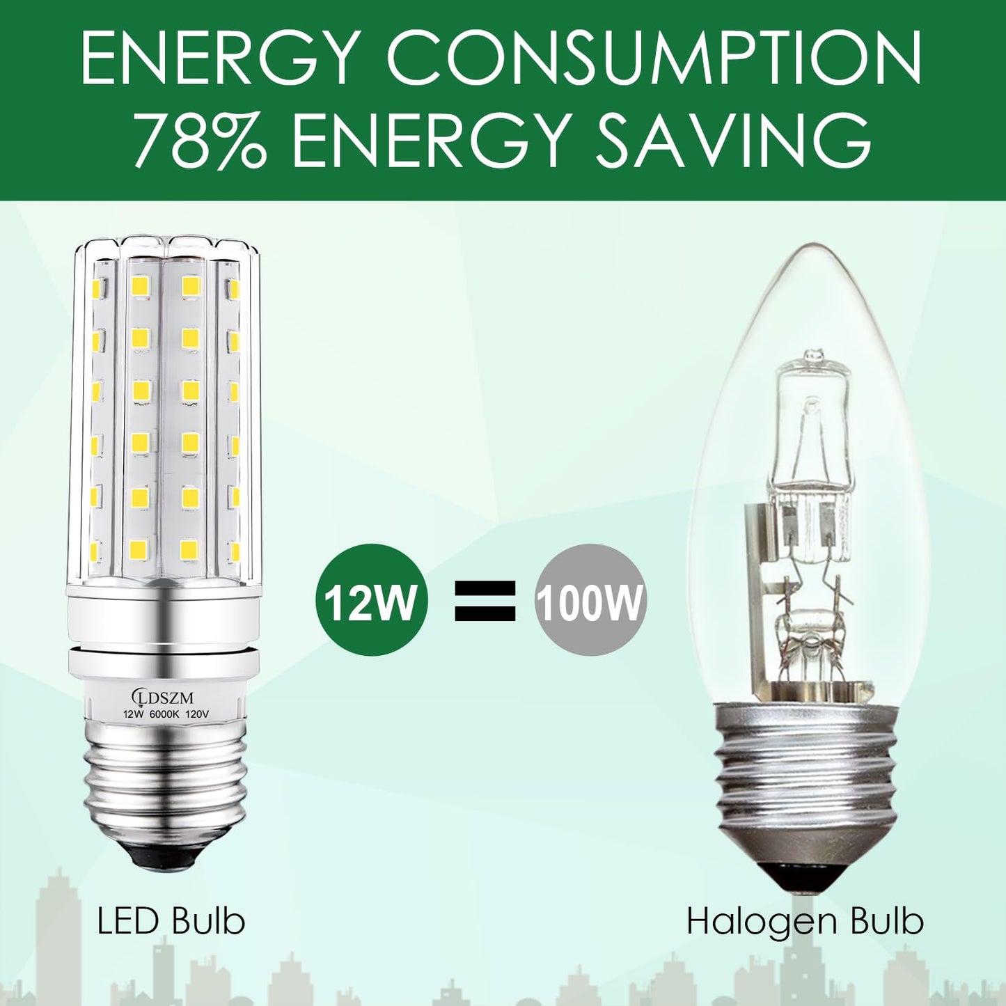 LDSZM LED Light Bulb 100w Equivalent 1200 Lumen 6000K Cool Daylight White 12W LED Super Bright Bulb E26 Base Non-Dimmable Chandelier Light Bulbs