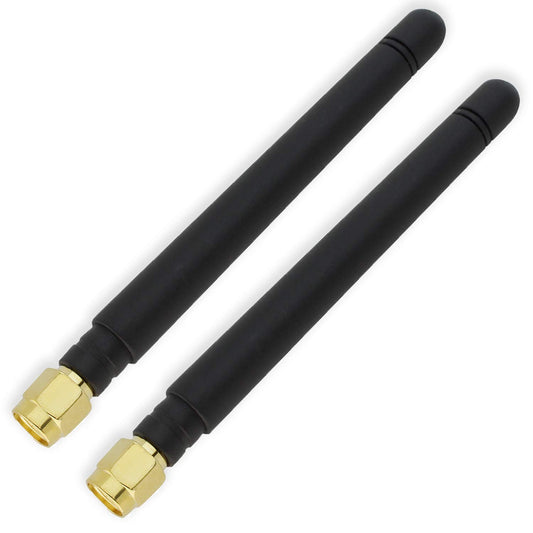 Shopcorp SMA Male Antenna - 850-1900 MHz Omnidirectional Antenna, L-Type/Straight Connector, 2.5 dBi Gain, GSM CDMA WCDMA (Straight - 2 Pack)