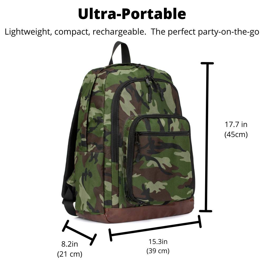 Super Real Bluetooth Speaker Backpack with 20-Watt Speakers & Subwoofer for Parties/Festivals/Beach/. Rechargeable, Works with iPhone & Android