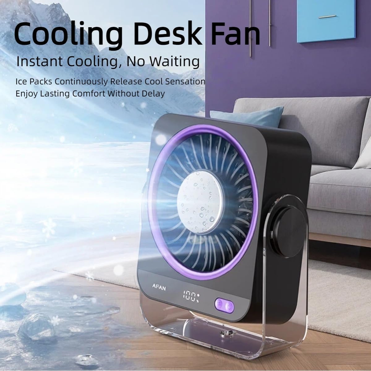Rechargeable USB Desk Fan with Cooling Function, 5 Speeds Quiet Portable Fan with Digital Display,Turbo Airflow & 180° Tilt,Small Personal Fan