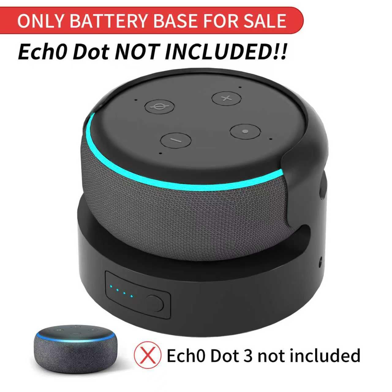 Liboer Battery Base for Dot 3rd Gen &Google Mini 2 Battery Stand Portable Charger for Dot 3rd Back up Battery 16 Hours Play time, Not Include D0t 3