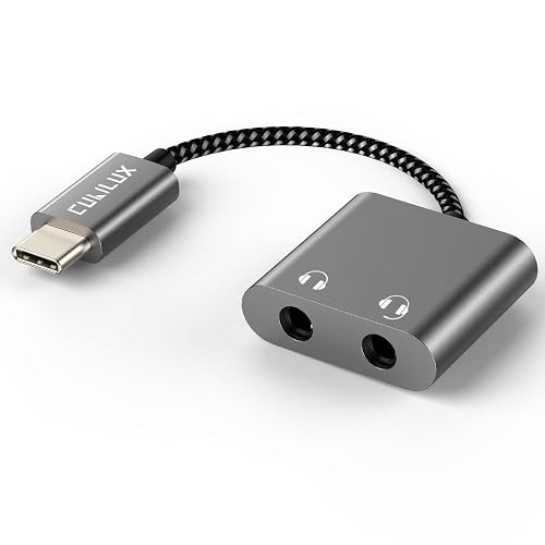 Cubilux USB C Double Headphone Splitter, Type C to Dual 3.5mm Jacks Audio Sharing Adapter Compatible with iPhone 17/16/15, iPhone 17/16/15 Pro Max