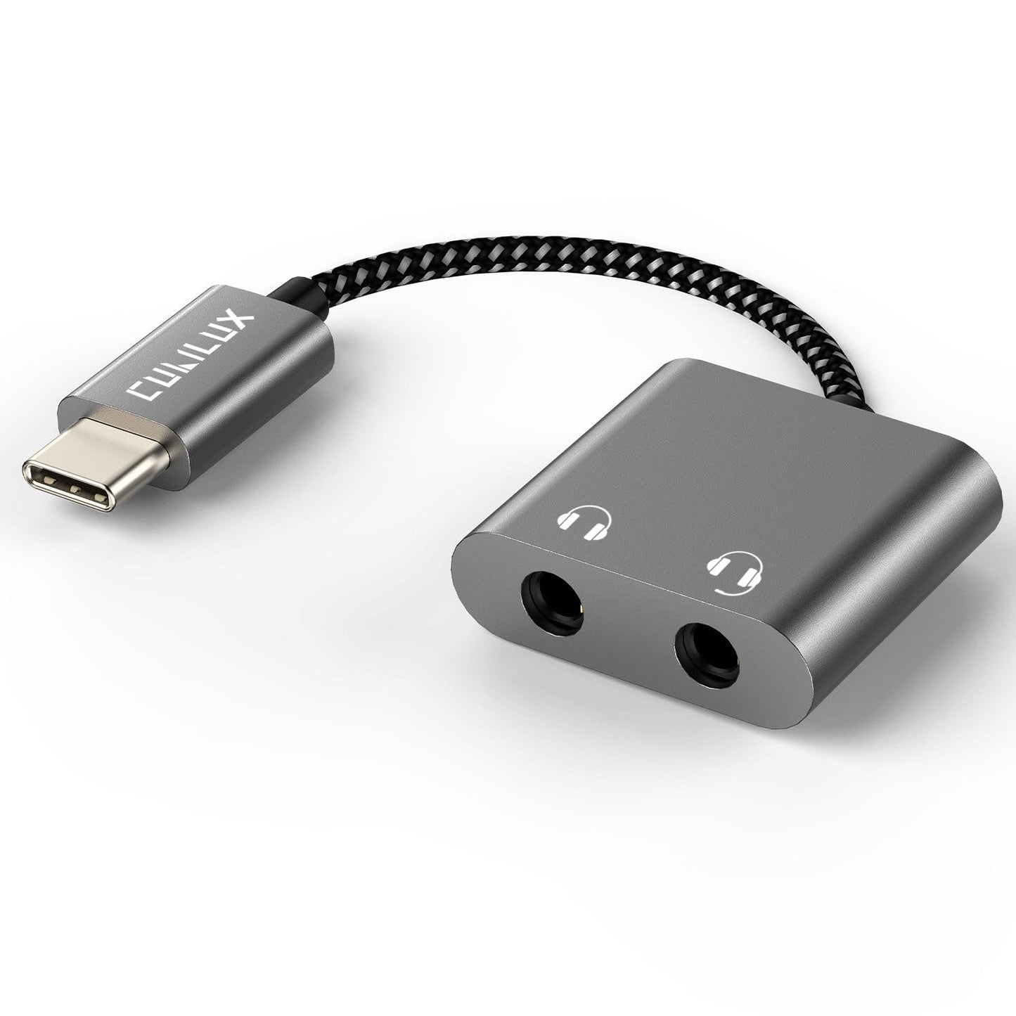 Cubilux USB C Double Headphone Splitter, Type C to Dual 3.5mm Jacks Audio Sharing Adapter Compatible with iPhone 17/16/15, iPhone 17/16/15 Pro Max
