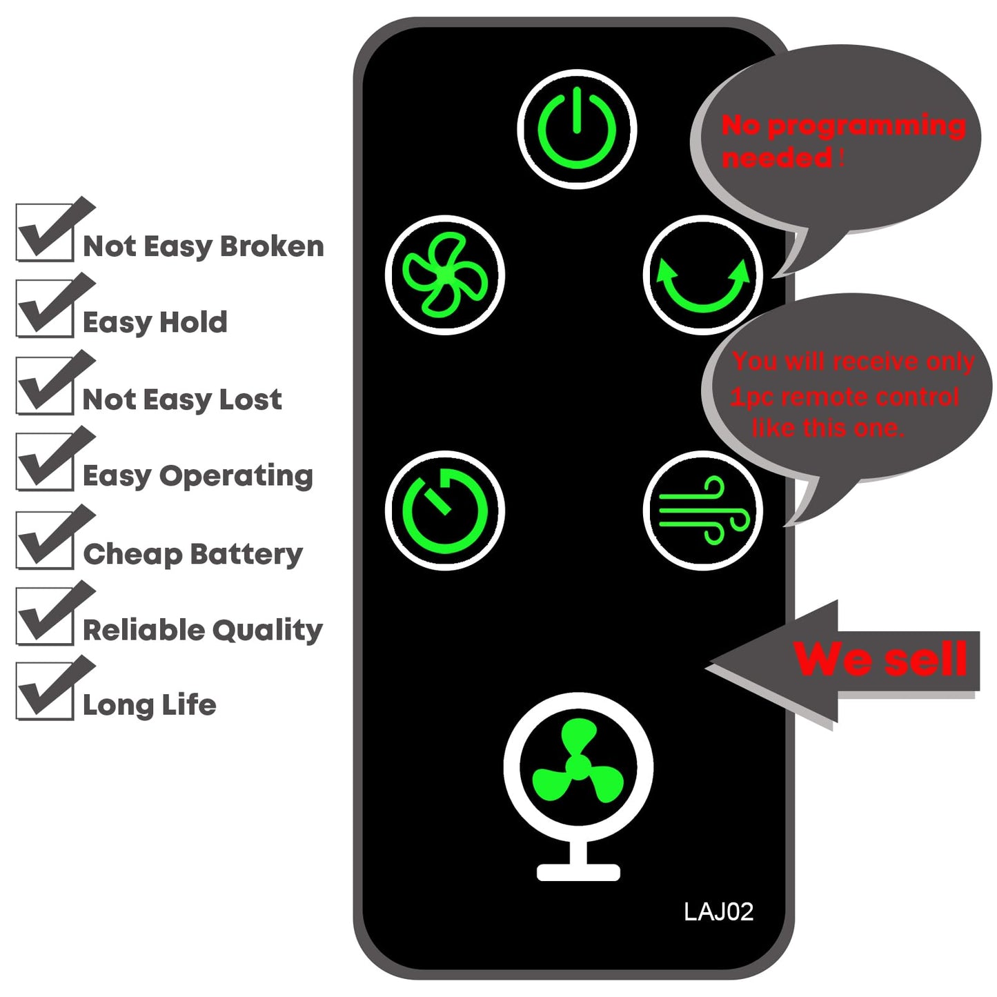 Replacement for OmniBreeze Digital Tower Fan Remote Control 3 Breeze Quiet Oscillation Timer DC2018