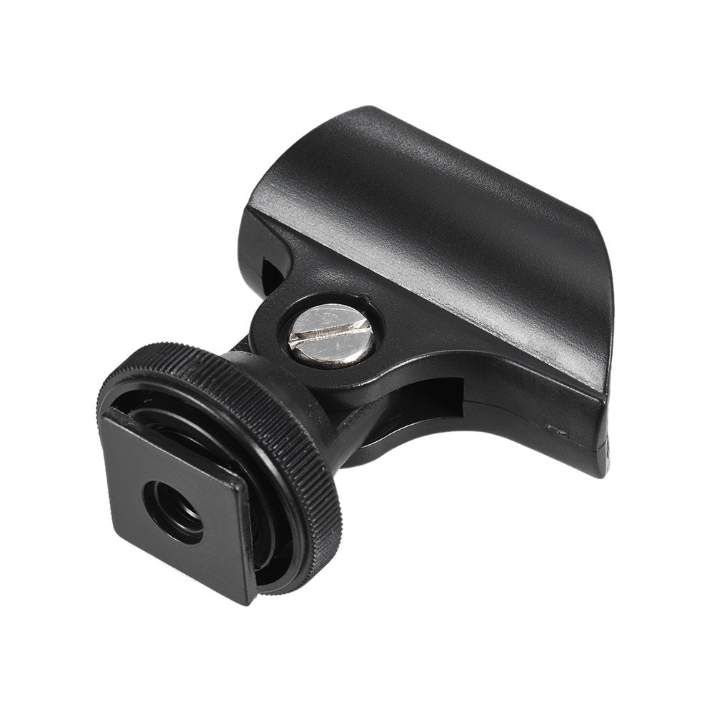 Andoer 19mm Microphone Mic Clip Holder with Hot Shoe & 1/4" Screw Hole for Mic Stand and DSLR Camera
