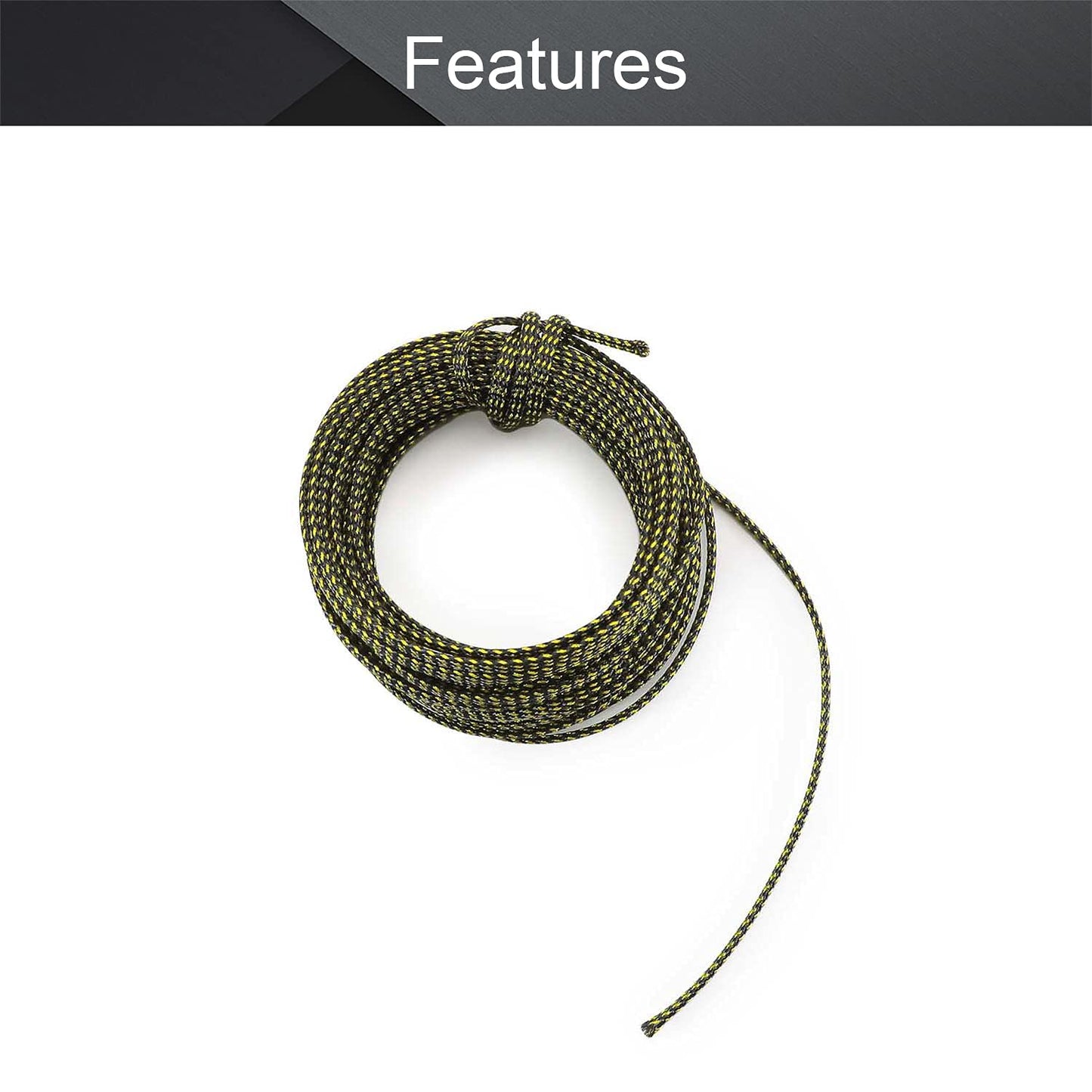 Othmro 1Pcs 393.7inch/32.8ft PET Expandable Cord Protector Wire, 0.16" Width Loom Tubing Cable Non-Split Sleeving Flexible Wire Mesh Sleeve Black Gold