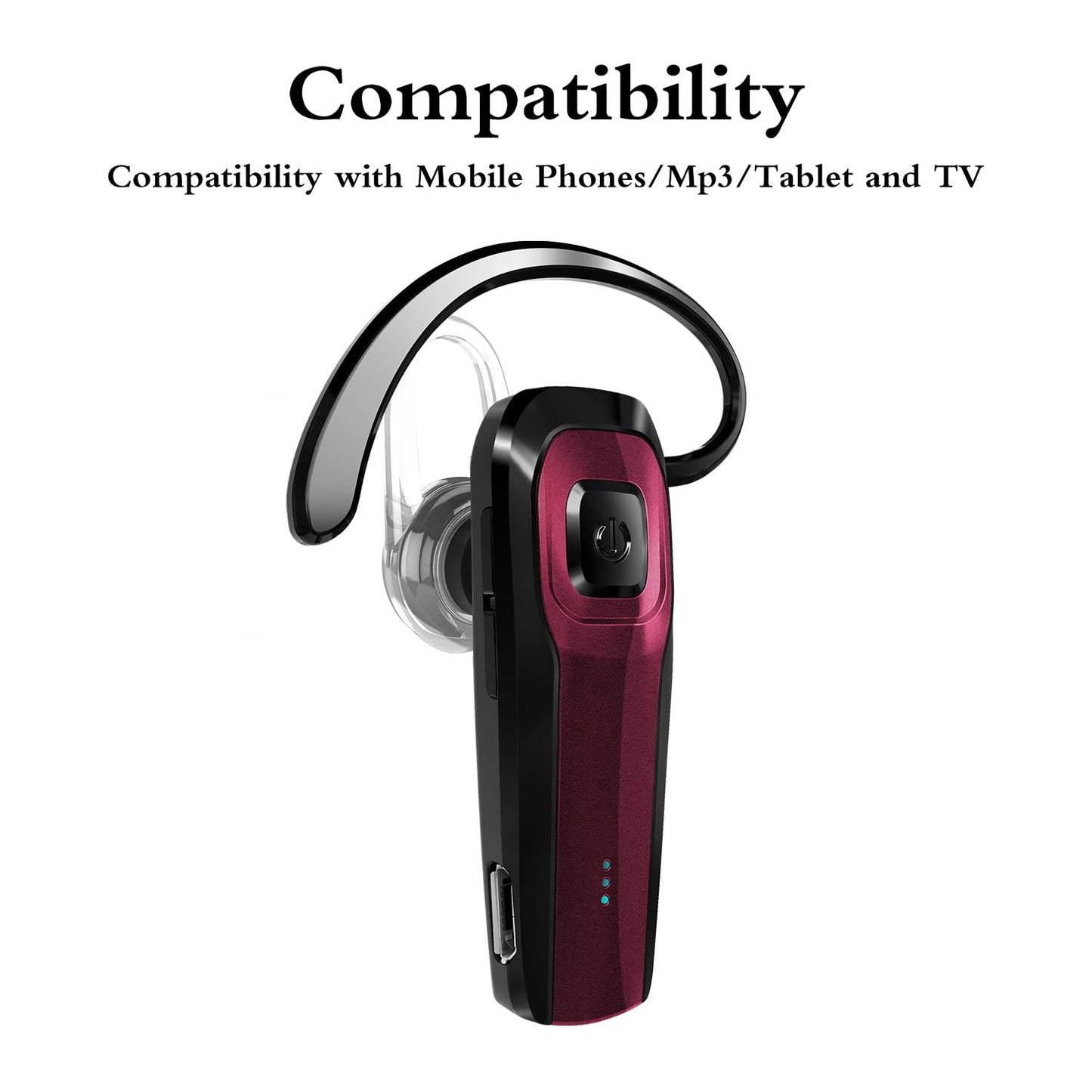 TOORUN Bluetooth Earpiece, M26 Bluetooth Headset Handsfree Wireless Headphone with Noise Cancelling and Microphone Compatible for Android iPhone Cell