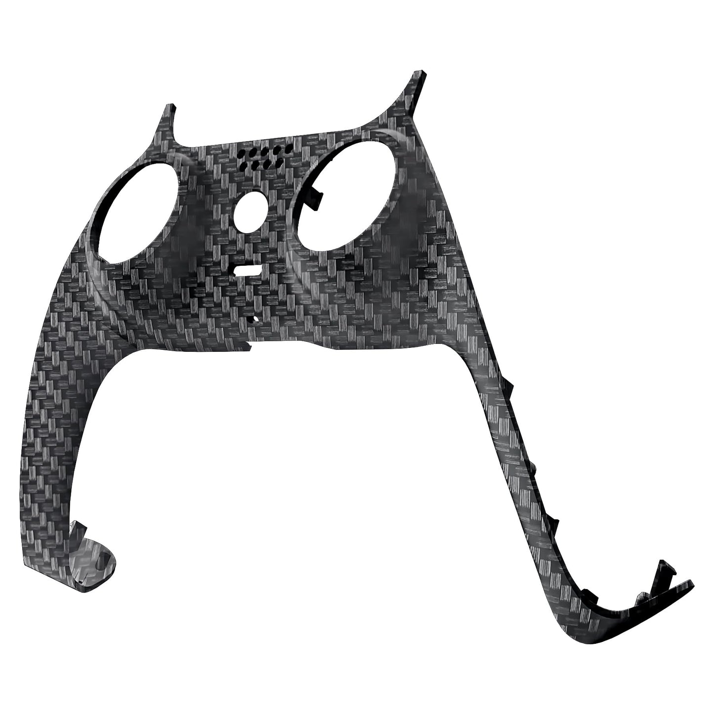 eXtremeRate Black Silver Carbon Fiber Decorative Trim Shell Compatible with p s 5 Controller, Soft Touch Replacement Clip Shell, Custom Plates Cover