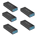 USB Female to Female Adapter 5 Pack, Type A 3.0 Female to Female 3.0 Cable Coupler, High Speed USB Extension Connector, Suitable for Connecting Two…
