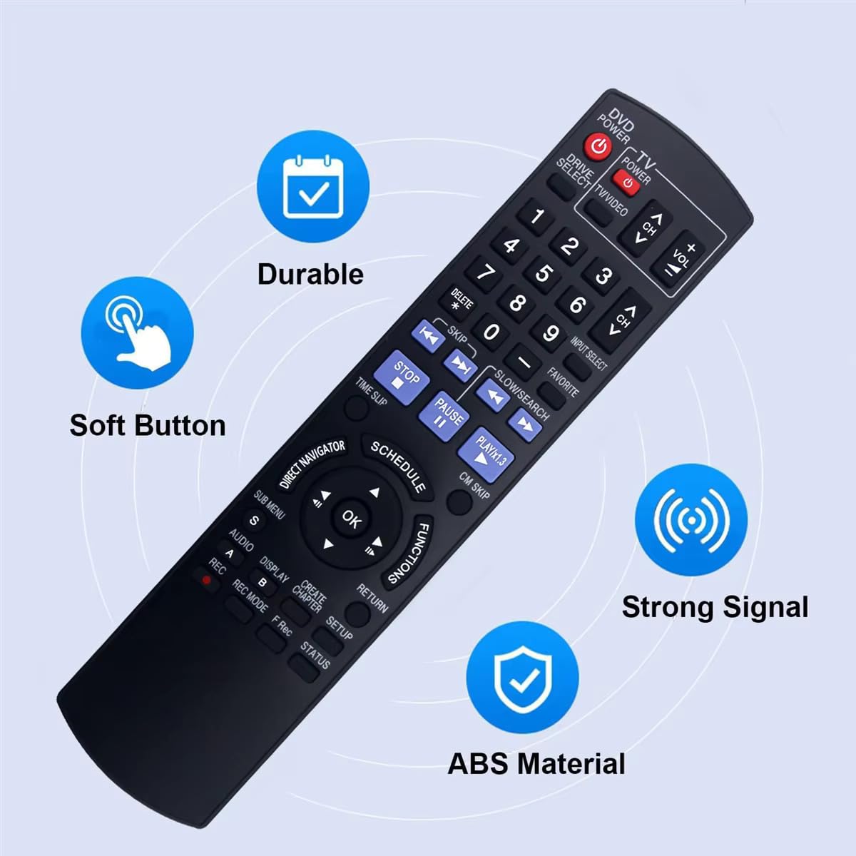 Replacement Remote Control for Panasonic DMR-EZ48V DMR-EZ48K DMR-EZ48VE DMR-EZ485 DMR-EZ485V DMR-EZ485VK DVD Recorder