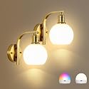 KernLite Battery Operated Wall Sconce Set of 2, Gold Wireless Rechargeable Wall Lights with Milky Frosted Shade, 12 RGB and 3CCT Dimmable Cordless