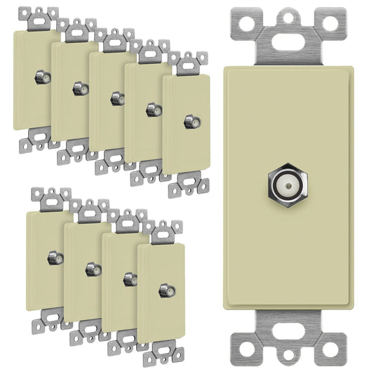 ENERLITES Coaxial Television Cable Jack Adapter Insert for Decorator Wall Plates, F-Type F81 Coupler Connector, Unbreakable Polycarbonate