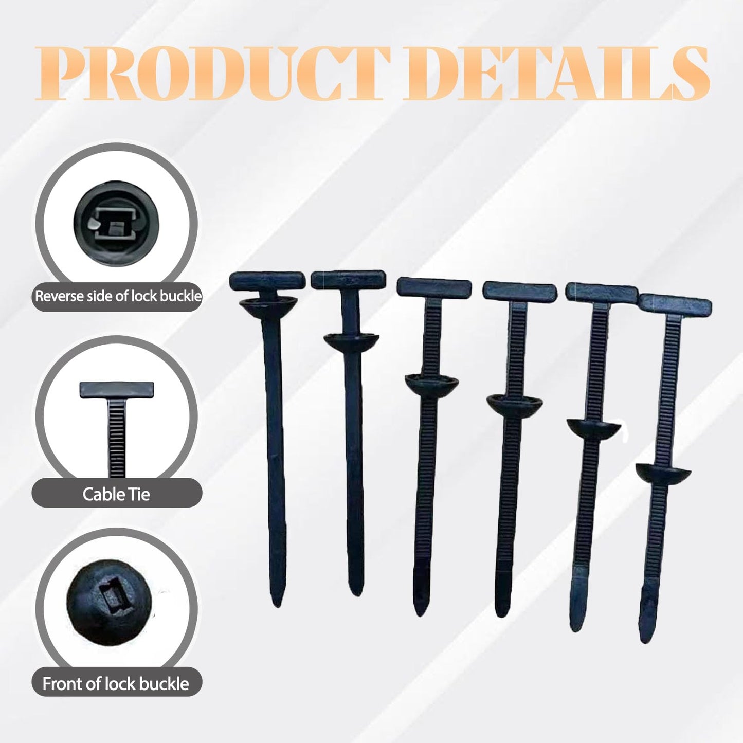 Nylon Universal Cable Tie Buckle - (20/50/100Pcs) Pin and Button Zip Ties Self-Locking, Multipurpose Plastic fastening Straps Tool for Car Quick