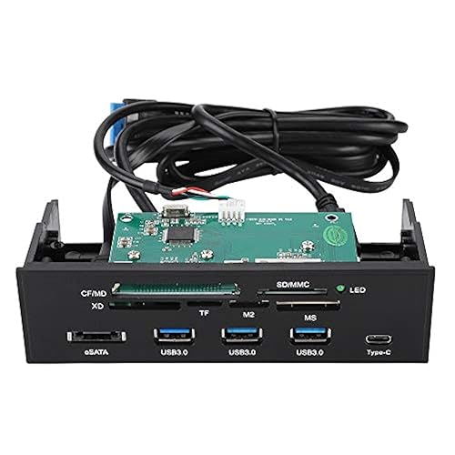 ASHATA Front Panel Hub 11 Port PC Front Panel with USB 3.0 Ports USB 3.1 eSATA Port and 6 Card Slots Card Reader Support M2 MSO Memory MS XD 64G CF