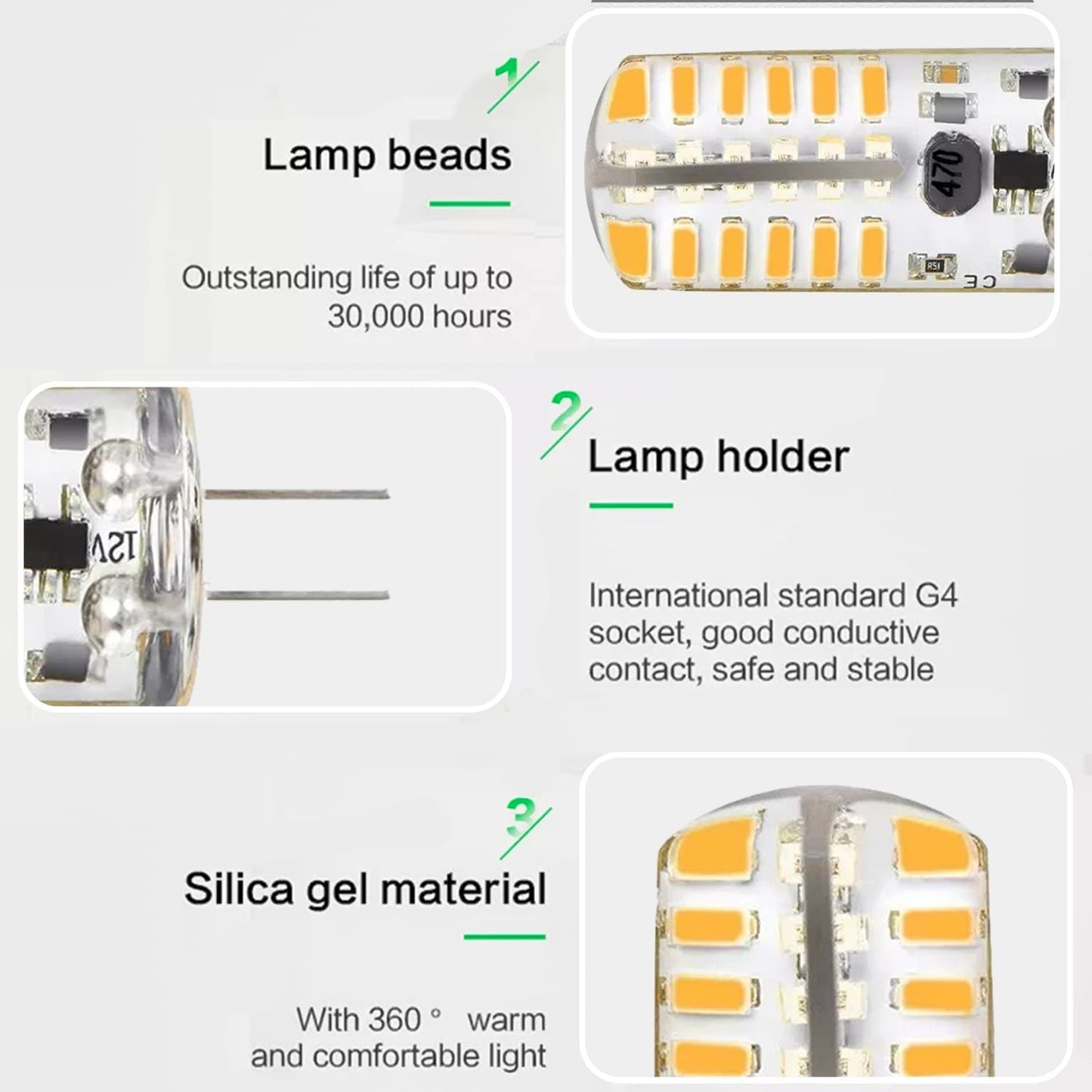 WELITESIM 6pcs G4 LED Bulbs JC Type Bi-Pin Light 3W 12V Warm White 3000K T3 Halogen Bulb Replacement G4 Bulb for Outdoor Lighting Deck Stair Step Path