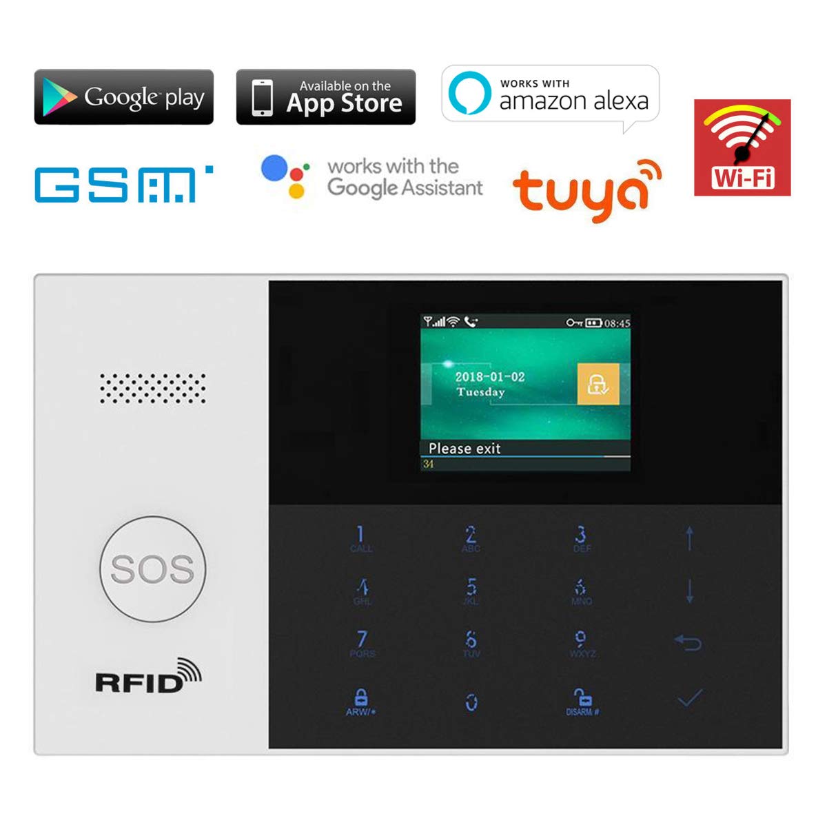 KEEPWORD WiFi IP Cloud GSM Tuya Wireless Intelligent Home Office Security Alarm Burglar Anti-Theft System,RFID Access,Auto Dialer,Touch Keypad