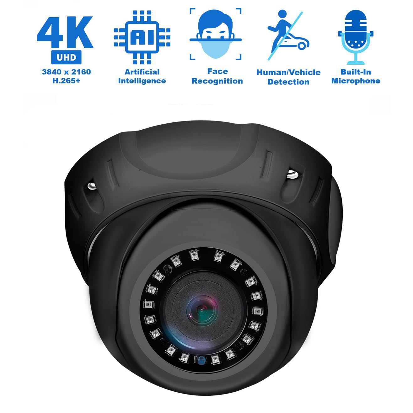 GW Security 16 Channel 12MP NVR 4K H.265+ Face Recognition Surveillance Security Camera System with 8 UltraHD 4K 8MP IP PoE Microphone Dome Security