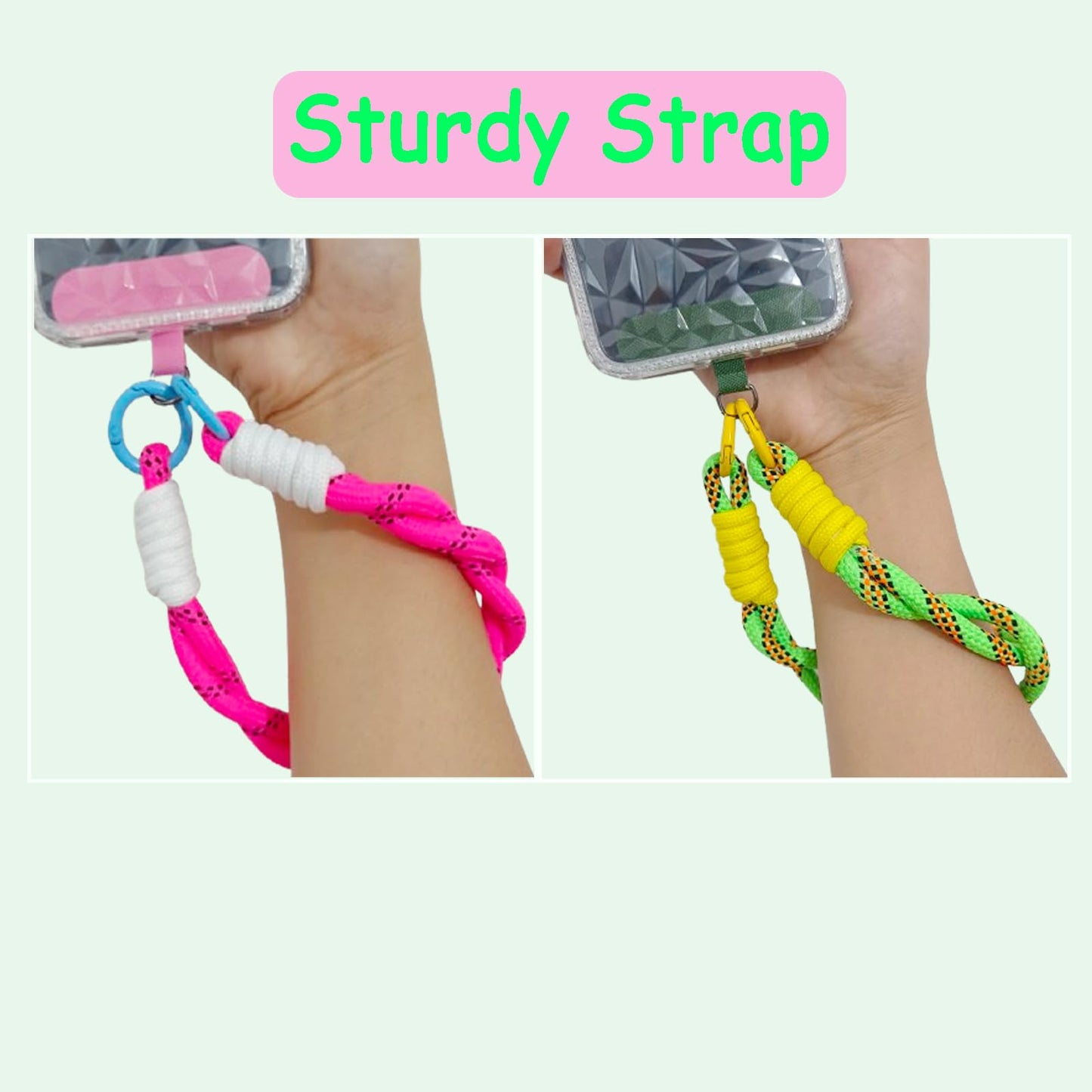 ISEMRO 2Pcs Phone Wrist Strap,Universal Cellphone Lanyard with 4pcs Tether Tab (Green+Rose Red)