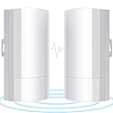 Wireless Bridge Set 900Mpbs 5.8G WiFi Outdoor CPE Point to Point Long Range up to 2-3KM CPE200 with 12dBi High-Gain Antenna?24V PoE Power, IP65