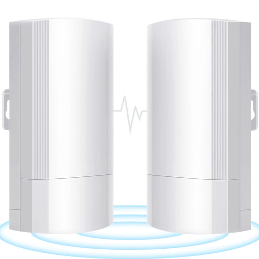 Wireless Bridge Set 900Mpbs 5.8G WiFi Outdoor CPE Point to Point Long Range up to 2-3KM CPE200 with 12dBi High-Gain Antenna?24V PoE Power, IP65
