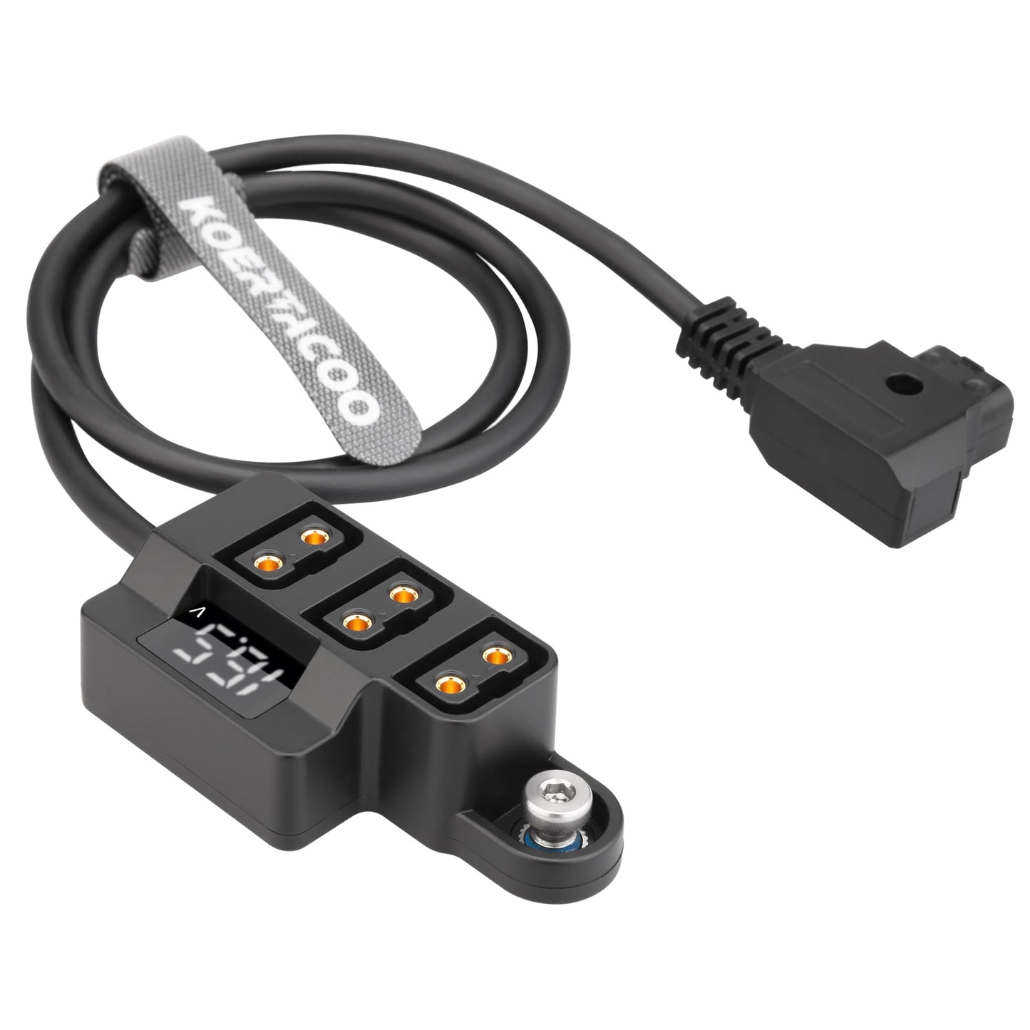 KOERTACOO D-Tap 1×3 Power Splitter Adapter with Voltage Display & 1/4 Mounting Screws for V-Mount/Gold Mount Battery,Camera Cage,Video Transmission