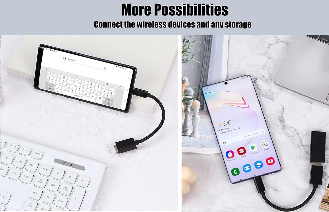 Tek Styz OTG USB-C 3.0 Adapter (2 Pack) Compatible with Google Pixel 3a XL to Quick Multi-Use Functions to Backup, Keyboard, mice, Thumb Drives…