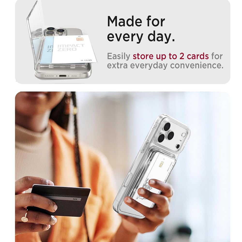 YxtTradeco MagSafe Compatible Wallet with Stand,Slim Clear Magnetic Card Holder (2 Cards),Strong Snap-On Phone Wallet for iPhone 17/16/15/14/13/12