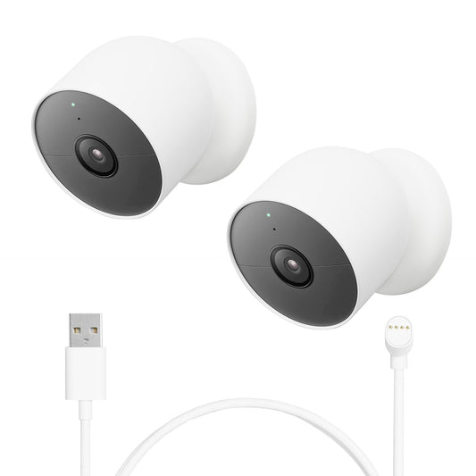 Google Nest Cam Outdoor or Indoor, Battery - 2nd Generation 2 Pack with Extra Replacement Cable