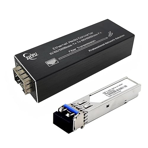 Yjntoximc Mini Gigabit Fiber Media Converter with 1310nm SM Dual Fiber 20km SFP Module, 10/100/1000Mbps Ethernet to SFP Transceiver, USB C 5V Powered