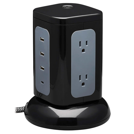 Tripp Lite TLP606UCTOWER Charging Tower Power Strip Surge Protector & Charging Station with USB Ports, 1800 Joules, 6 Outlets, 3 USB-A + 1 USB-C, 8ft