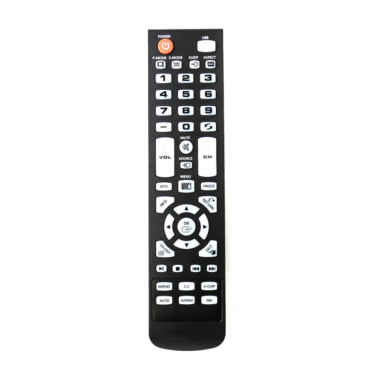 Replacement Remote Control for Element TV ELEF-19, ELEFJ322, ELEFT2416, ELEFT326, ELEFT436, ELEFW195