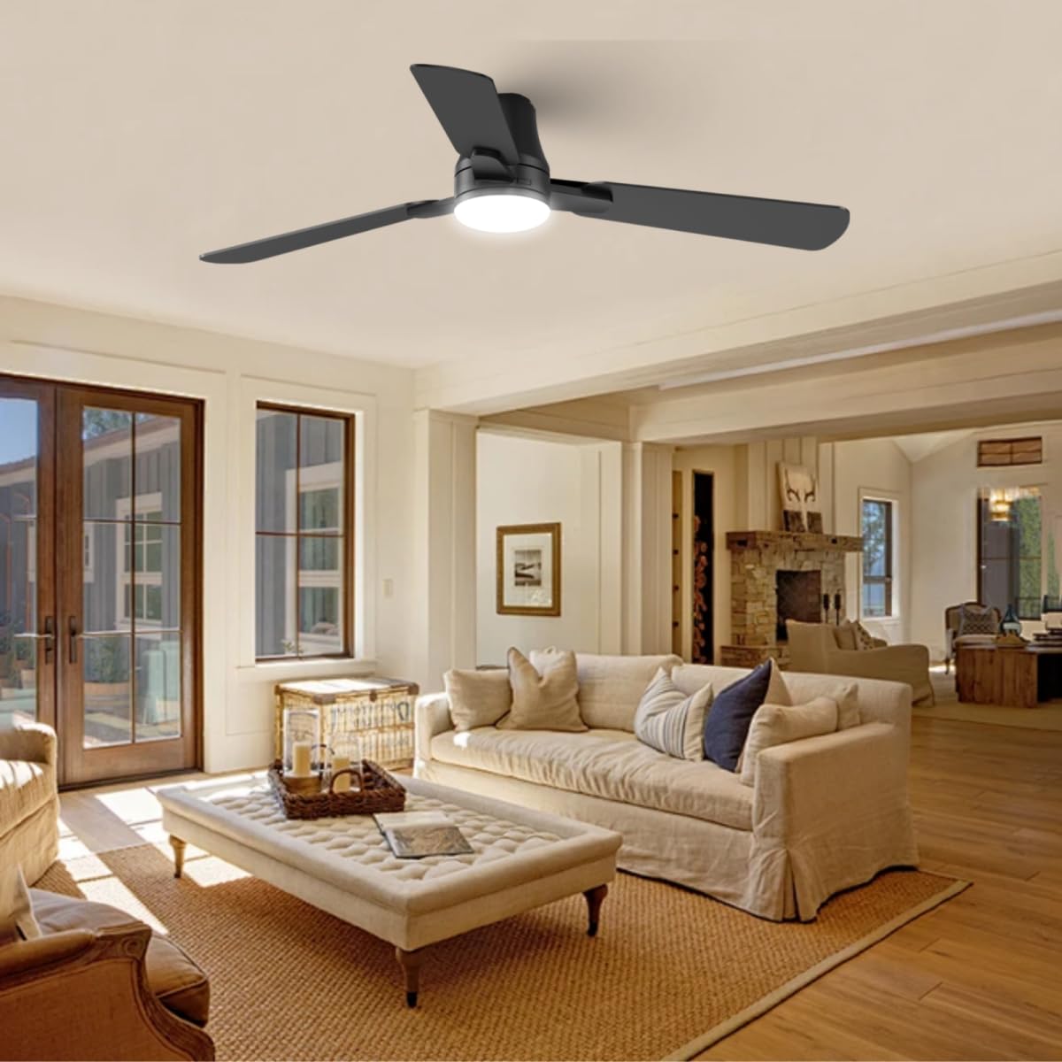 OSTIVE Ceiling Fans with Lights and Remote: 52 Inch Modern Ceiling Fan, Low Profile Flush Mount, Quiet Reversible DC Motor & 3CCT Dimmable LED