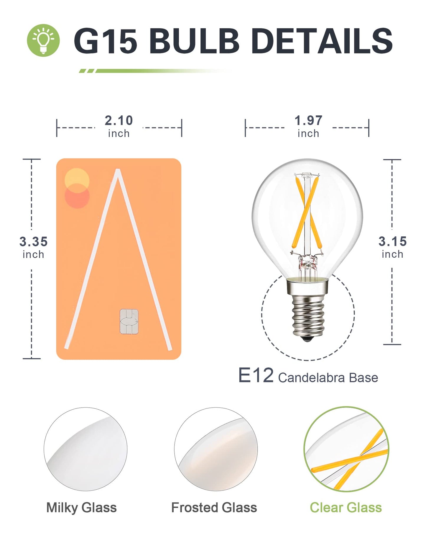LUMILECT G16.5 LED Bulb E12 G16 1/2 Round LED Candelabra Bulb 25W Equivalent, Soft Warm White 3000K AC120V 200lm 2W G50 LED Globe Bulbs for Ceiling