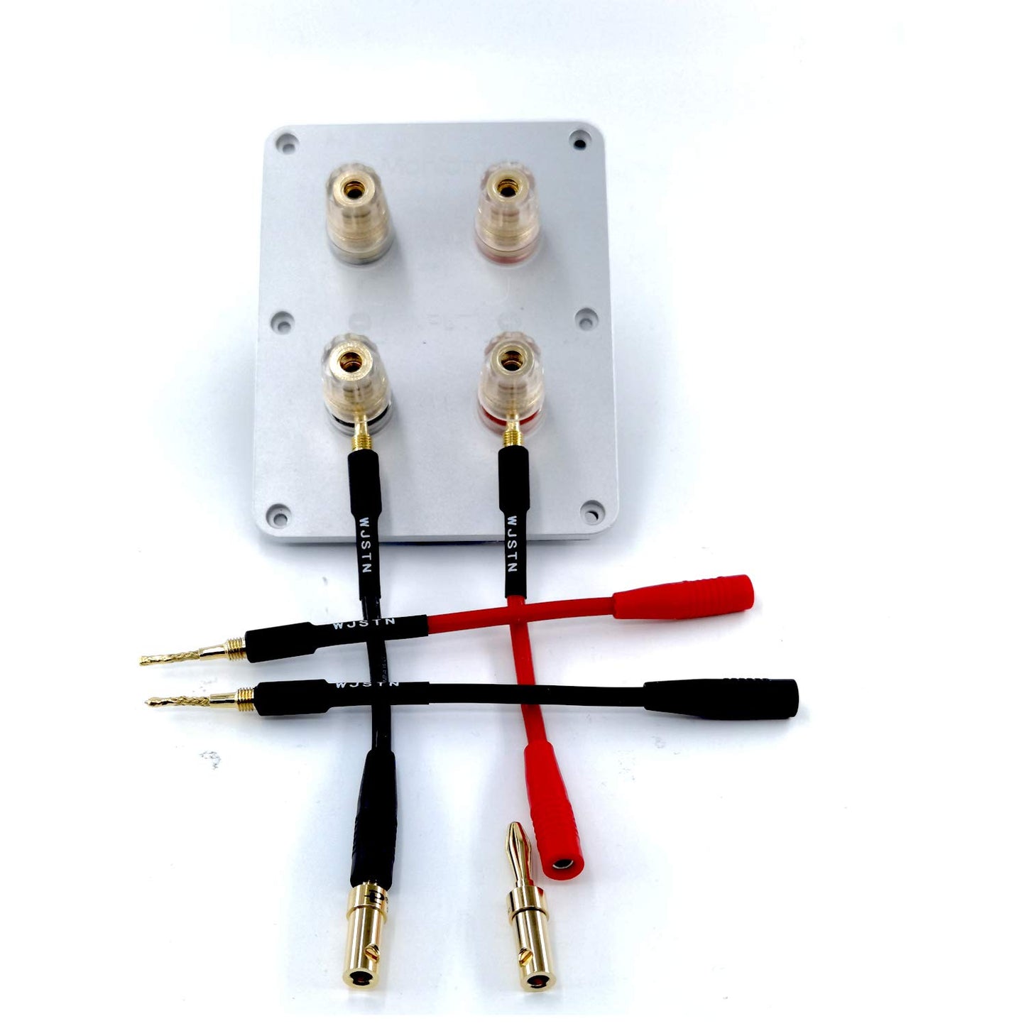 WJSTN-018 Braided Wire Speaker Banana Plugs to 4mm Female Banana Jack Converter, Soft Whip Banana Plug Adapter Cable,4- Packs