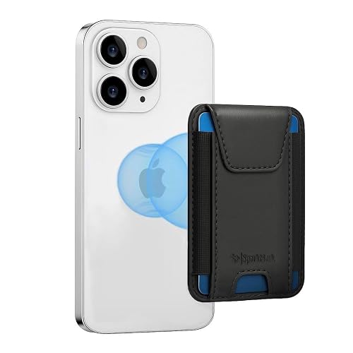 SparkMark Genuine Leather Magsafe compatible Wallet for Men & Women- Slim Magnetic Phone wallet & Card Holder for Phone Case - RFID Blocking Magnetic