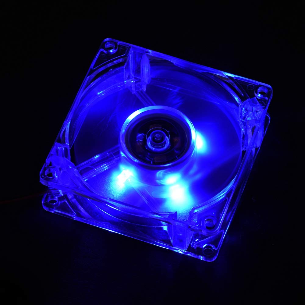 80mm PC Case Fan, LED Light 5V 4Pin Mute PC Case Cooling Fan, 4 Pin Power Interface Computer Cooler, 11 dB-A Silent Computer Internal CPU Fans(Blue)