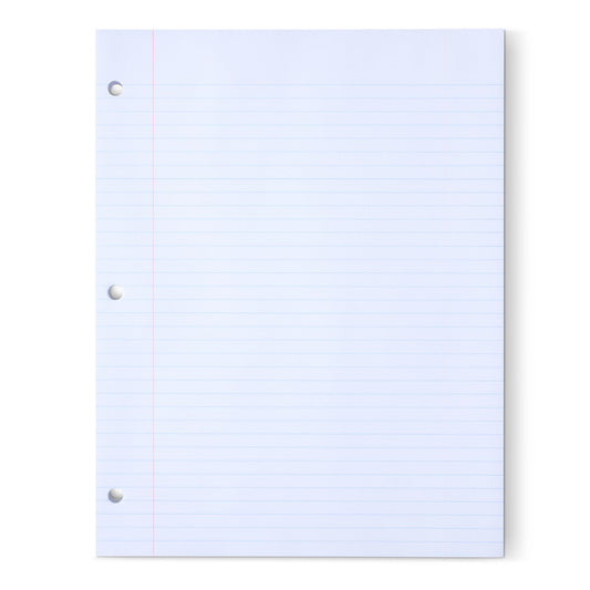 Amazon Basics College Ruled Loose Leaf Paper, 11" x 8.5", 150 Sheets, White, No Binding, 1-Pack